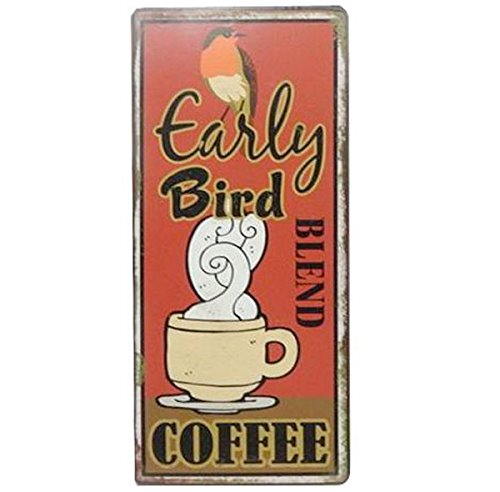 AS4HOME Blechschild - Early Bird Blend Coffee - Kaffee Vintage Wandschschild Metall für den Innenbereich - Nostalgie Schild von AS4HOME