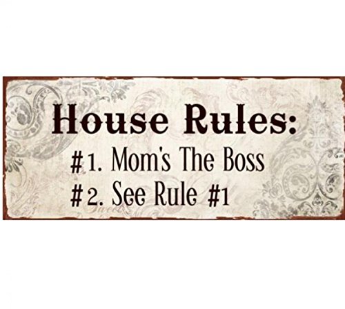 AS4HOME Blechschild - House Rules: Mom´s The boss! Vintage Wandschild Lustiges Vintage Wandschschild Metall für den Innenbereich - Nostalgie Schild von AS4HOME
