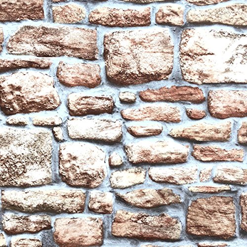 Klebefolie - Möbelfolie Design Naturstein - Mauer - 90 cm x 200 cm Selbstklebefolie mit Stein Motiv Elementen - dekorative selbstklebende Folie von AS4HOME