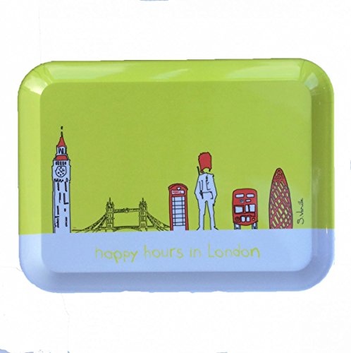 AS4HOME Serviertablett Happy Hours in London - grün - Tablett ca 33 x 43 cm von AS4HOME