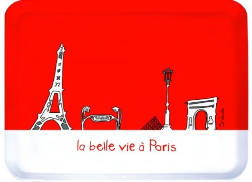 AS4HOME Serviertablett La Belle Vie À Paris - rot - Tablett ca 33 x 43 cm von AS4HOME