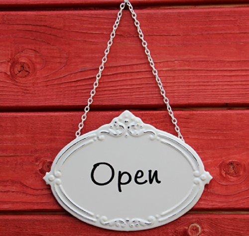 AS4HOME Türschild Open - Geöffnet - Schild im Antik Look - Metallschild Shabby Wandschschild Metall für den Innenbereich - Nostalgie von AS4HOME