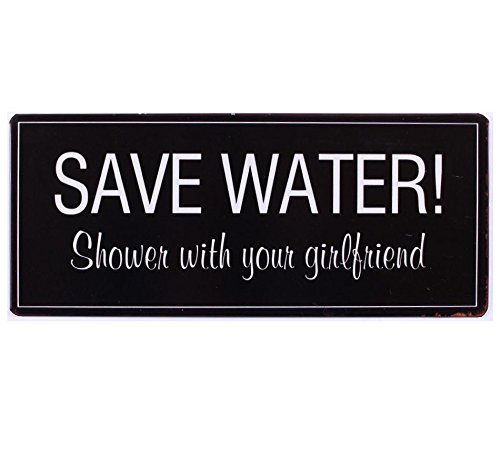 AS4HOME Vintage Blechschild - Save Water Shower with Your Girlfriend! - Schild im Antik Look - Metallschild Wegweiser für den Innenbereich - Nostalgieschild von AS4HOME