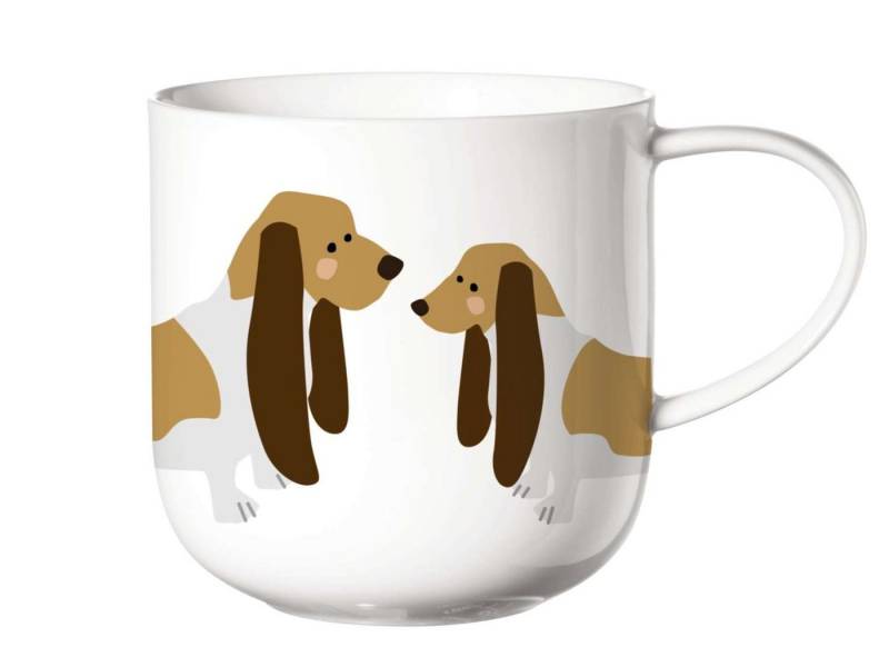 ASA SELECTION Becher COPPA Henkelbecher Basset Hound 0,4 l, Fine Bone China, Geschirr von ASA SELECTION