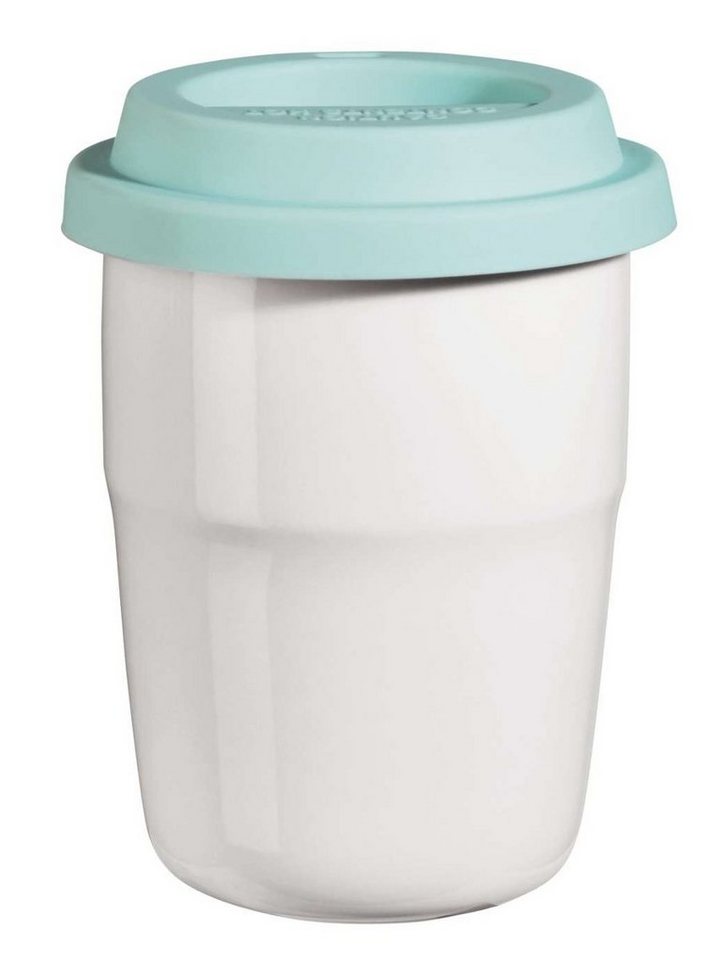 ASA SELECTION Becher cup & go Thermobecher weiss Deckel türkis 0,2 l, Porzellan/Silikon, Geschirr von ASA SELECTION