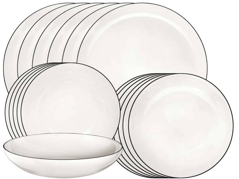 ASA SELECTION Geschirr-Set Selection à table ligne noire Starterset 18tlg, Fine bone China von ASA SELECTION