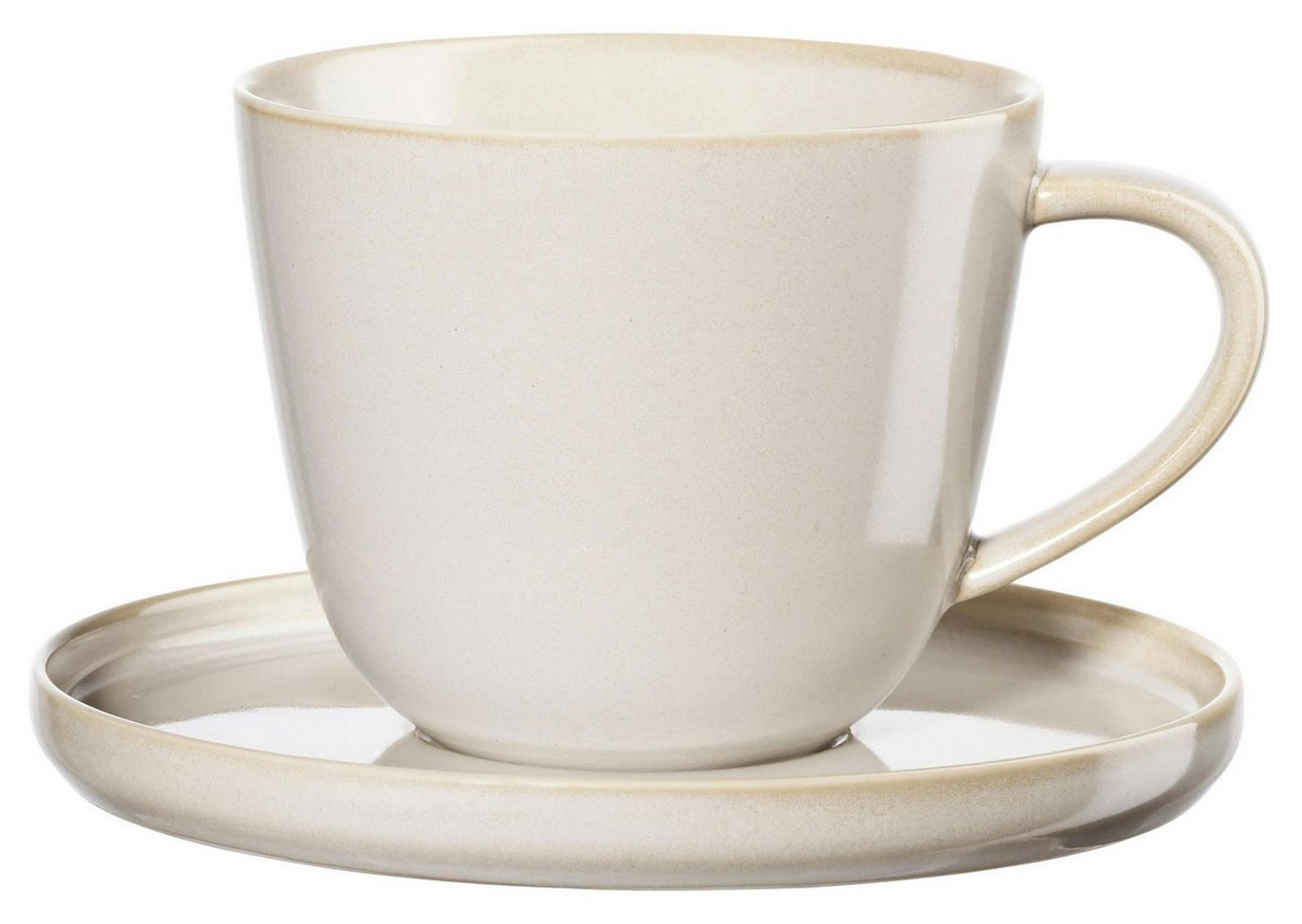 ASA SELECTION Tasse mit Untertasse COPPA TOFU, 250 ml, Creme, Porzellan, mit Sprenkeleffekt, Mikrowellengeeignet, Spülmaschinengeeignet von ASA SELECTION