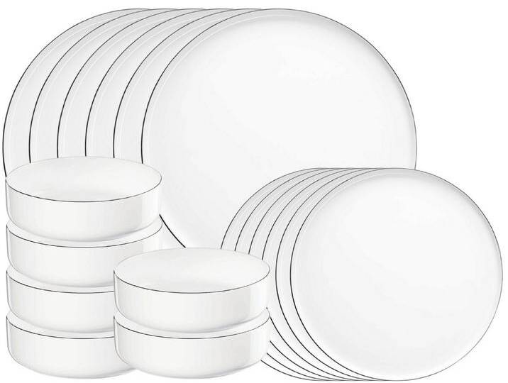 ASA SELECTION Geschirr-Set Selection à table ligne noire oco Starterset 18tlg, Fine bone China, weiß von ASA-Selection