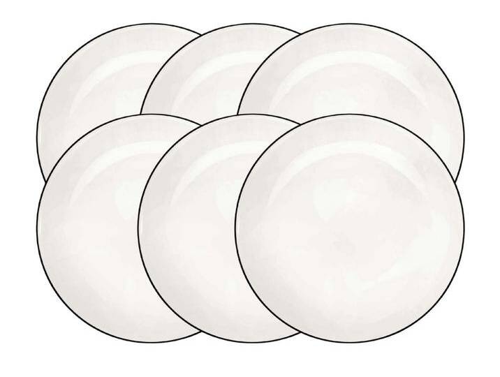 ASA SELECTION Teller-Set Selection à table ligne noire Dessertteller 21cm Set6 (6-tlg), Fine China, weiß von ASA-Selection