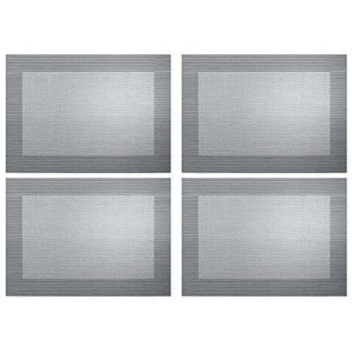 ASA Selection 78088076 Weboptik Tischset, 46 x 33 cm, Polychlorid, Silber/schwarz (4er Pack) von ASA