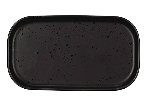 ASA Coppa Kuro Snackteller Porzellan Schwarz, Größe: 15cm x 8,5cm x 1,5cm, 19112190 von ASA