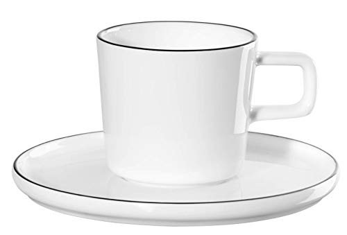 ASA OCO Ligne Noire Espressotasse mit Untertasse aus Fine Bone China in der Farbe Weiß mit schwarzer Linie, Maße: ca. 5,8cm x 5,8cm x 5,8cm, 2030113 von ASA