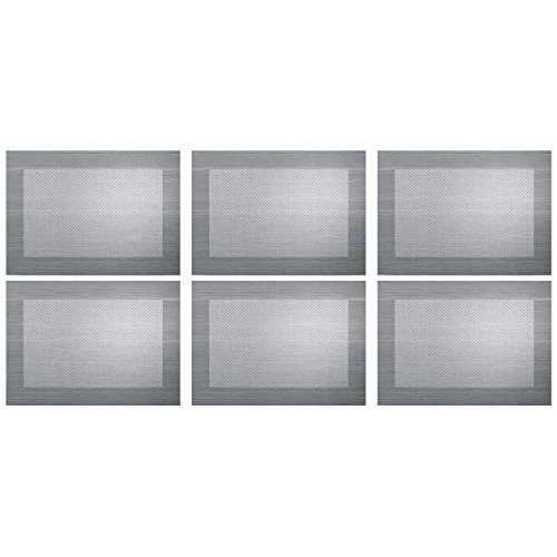 ASA Selection 78088076 Weboptik Tischset, 46 x 33 cm, Polychlorid, Silber/schwarz (6 Stück) von ASA