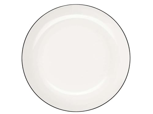 ASA à Table Ligne Noire Dessertteller aus Fine Bone China in der Farbe Weiß mit schwarzer Linie Handbemalt, Maße: 14,5cm x 14,5cm, 1906113 von ASA