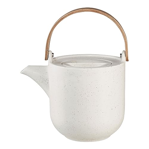 ASA coppa Teekanne mit Holzgriff sencha Porzellan 0,6l, Weiß von ASA