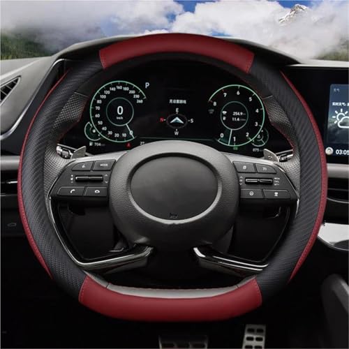 ASADF Lenkradhülle Für Hyundai Für Ioniq 5 2016-2022 Autolenkradabdeckung D-Form PU-Leder Autoinnenausstattung Lenkradbezug Auto(WEINROT) von ASADF