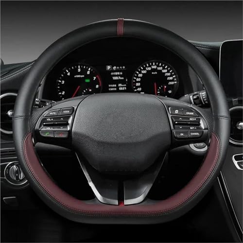 ASADF Lenkradhülle Für Hyundai Für Ioniq 5 2016-2022 Autolenkradabdeckung D-Form PU-Leder Autoinnenausstattung Lenkradbezug Auto(WEINROT) von ASADF
