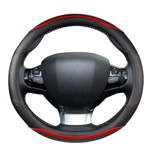 ASADF Lenkradhülle Für Peugeot 308 2014-2020 II T9 308 SW 308 CC Autolenkradabdeckung, Kohlefaser + PU-Leder Autoinnenausstattung Lenkradbezug Auto(Rot) von ASADF