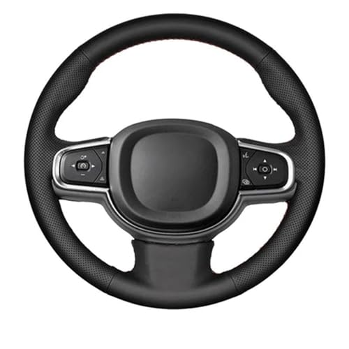 ASADF Lenkradhülle Künstliche Leder Auto Lenkrad Abdeckung Für Volvo S90 V90 XC90 2015-2019 Für XC60 S60 V60 2018 2019 Auto Innen Lenkradbezug Auto(Schwarzer Faden) von ASADF