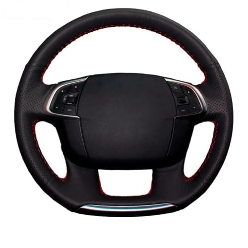 ASADF Lenkradhülle Mikrofaser Leder Auto Lenkrad Abdeckung Für Citroen C4 C4L 2011 2012 2013 2014 2015 DS4 Auto Innen Lenkradbezug Auto(Gray Thread) von ASADF