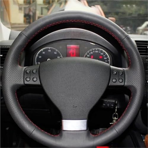 ASADF Lenkradhülle Mikrofaser-Leder-Auto-Lenkradabdeckung Für VW Für Passat B6 Für Golf 5 Mk5 Für Jetta 5 Mk5 Für Tiguan 2007-2011 Lenkradbezug Auto(Light Blue Thread) von ASADF