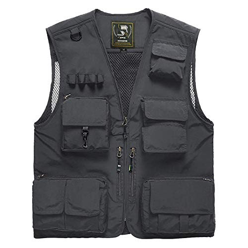 Angelweste Weste Herren Outdoor Weste Mit Taschen Große Größe S-7Xl Herren Sommer Outdoor Angeln Mesh Weste Jacke Mann Dschungel Taktische Multi Taschen Taschen Fotografie Fotografie Westen-Grau_XL von ASADVE