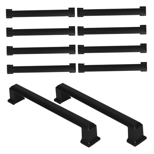 ASAKKURA 10 Stück Teiliges Schwarze Aluminium Küchenschrankgriffe Retro Vintage Möbelbeschläge Robuste Kratzfreie Griffe für Küchenschränke Kommoden Kleiderschränke von ASAKKURA