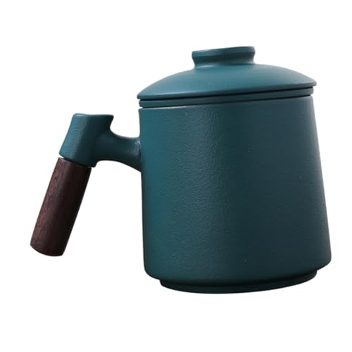 ASAKKURA Keramik Teetasse mit Holzgriff Deckel und Sieb Retro Kaffeebecher für Büro und Zuhause Stabile Basis Angenehmer Trinkrand Stilvoller Vintage Look Grün ASAKKURA Keramik Teetasse mit Holzgriff Deckel und Sieb Retro Kaffeebecher für Büro und Zuhause Stabile Basis Angenehmer Trinkrand Stilvoller Vintage Look Grün von ASAKKURA