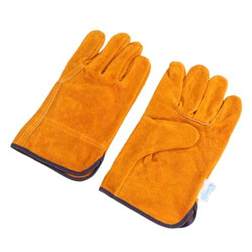 ASAKKURA Kurze Feuerfeste Arbeitshandschuhe Rindsleder Hitzebeständige Schweißer und Grillhandschuhe für Optimalen Handschutz Orange von ASAKKURA