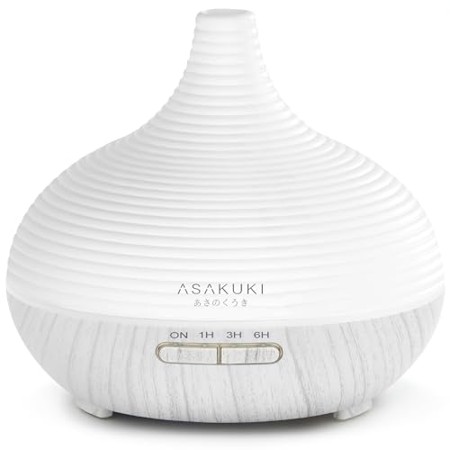 ASAKUKI Diffusor 300ml für Duftöle, Premium Ultraschall Luftbefeuchter Aromatherapie Öle Diffusor mit 7-farbigem LED-Licht, BPA-Free für Spa,Schlafzimmer, Büro von ASAKUKI