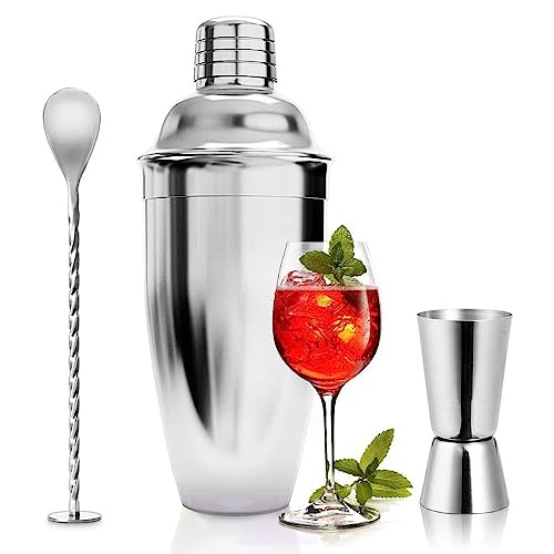 ASANMU Cocktailshaker Set, 750ML Coctail Mixer Set mit Messbecher und Barlöffel Professional Barzubehör Werkzeug Cocktail Shaker Set Bartender Set für Bar Deko Zubehör Geschenk für Papa von ASANMU