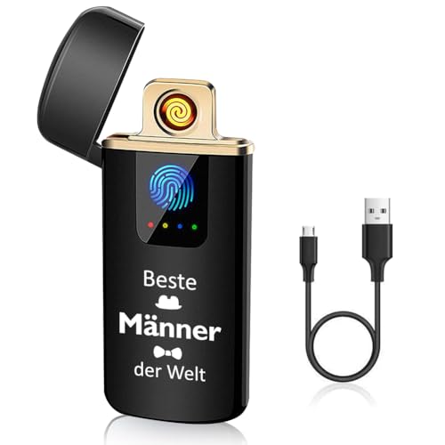 ASANMU USB Feuerzeug Elektrisch, Vatertagsgeschenk Geschenke für Männer, Lichtbogen Feuerzeug USB Aufladbar Touchscreen Elektro Feuerzeug Winddicht Plasma Feuerzeug mit Gravur für Männer Papa Man Ihn von ASANMU