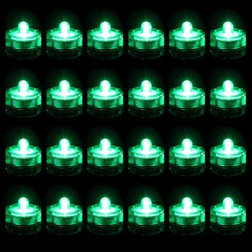ASANMU Unterwasser Licht, Unterwasser LED Schwimmkerzen 24 Stück Party Deko Kleines Led-Kerzenlicht Warmweiße Teelichter MINI LED Licht Weihnachtsdeko Innen Aussen Zuhause Garten Dekoration(Grün) von ASANMU