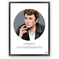 Poster Von Johnny Hallyday - Illustration Porträt J. Digitaldruck Zitat Dekoration von ASAPCreativeStudio