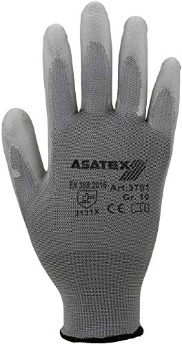 ASATEX Feinstrick mit PU-Beschichtung 3701, grau, Gr. 8 von ASATEX