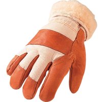 Handschuhe Gr.10 1/2 m.Teddyfutter Möbelleder m.gr.Stulpe aus Canvas von ASATEX