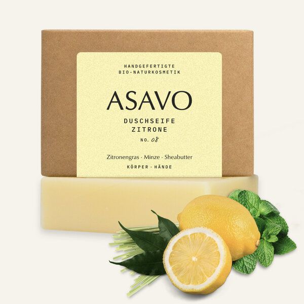 ASAVO Seife Zitrone no. 08 - BIO - Duschseife mit Zitronengras & Minze, 95 g von ASAVO