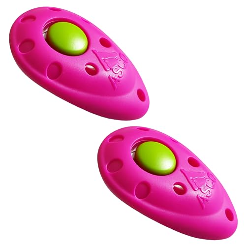 ASCO 2X Premium Clicker für Clickertraining, Hunde Katzen Pferde Profi Klicker, pink AC08P2X, 2 Stück von ASCO