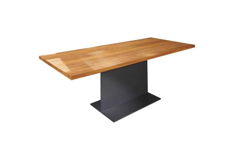 ASCO Esstisch Tisch T-Table Eiche Massiv Natur Geölt Stahlfuß Dunkelgrau von ASCO