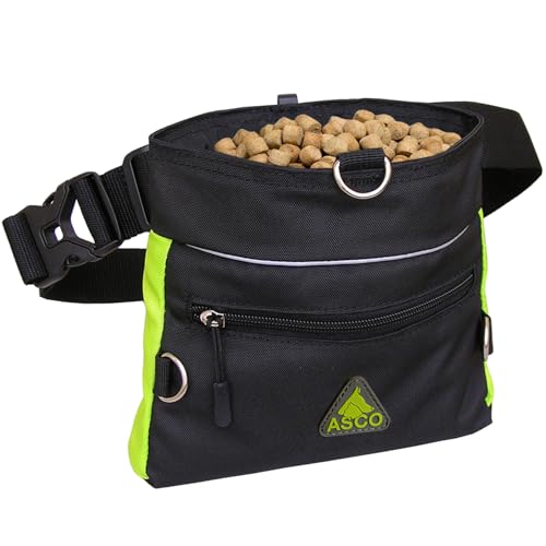 ASCO Futterbeutel QuickTouch, Leckerlibeutel für Hunde, Pferde mit Einhand-Schnappverschluss, Premium Futtertasche 20 x 20 cm, Leckerlitasche grün von ASCO