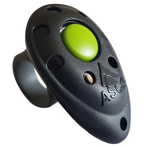 ASCO Finger Clicker, Premium Clicker für Clickertraining, Hunde Katzen Pferde Profi-Clicker, Hundetraining Klicker, schwarz, ASCO-01F von ASCO