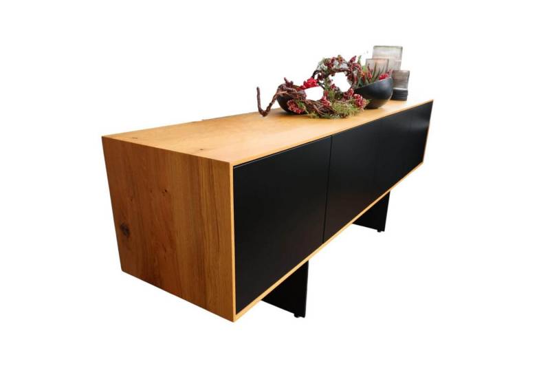 ASCO Sideboard Sideboard Add On Eiche Natur Rustical Türen MDF Lackiert RAL 9005 von ASCO