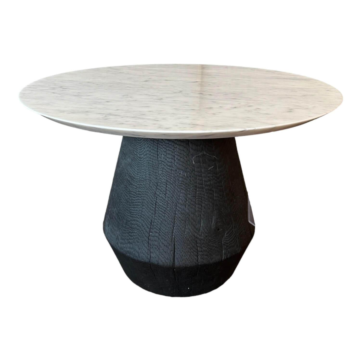 Beistelltisch Ivy Platte Naturstein Weiß Poliert Massivholzkegel Brandeiche Schw... Beistelltisch Ivy Platte Naturstein Weiß Poliert Massivholzkegel Brandeiche Schw... von ASCO