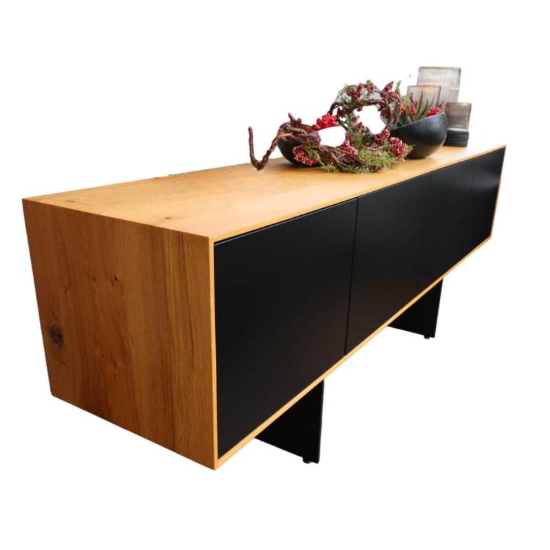 Sideboard Add On Eiche Natur Rustical Türen MDF Lackiert RAL 9005 Schwarz von ASCO