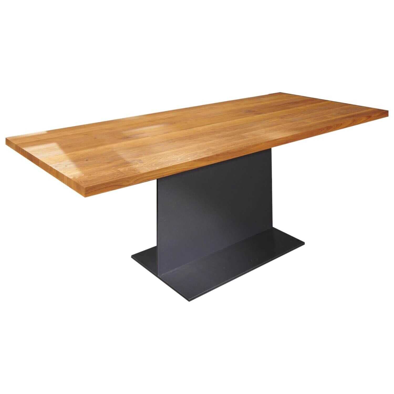 Tisch T-Table Eiche Massiv Natur Geölt Stahlfuß Dunkelgrau Pulverbeschichtet von ASCO