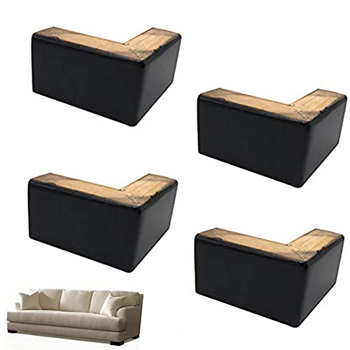 (5,1 cm bis 10,2 cm) Holz-Möbelbeine,Moderne Massivholz-Sofa-Stuhl-Ersatzbeine,Couch-Kommode,Sessel,Schrankbeine für Möbel,Set mit 4 L-förmigen Sofa-Couchtisch-Stützfüßen (schwarz) von ASCoRP