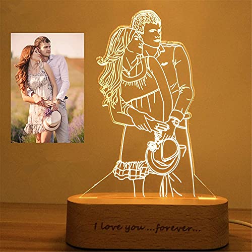 2 Farben Nachttischlampe Personifizierte Foto 3D Nachtlampe LED Nachtlicht Dekoration Acryl für Kinderzimmer Wohnzimmer USB Kabel zum Kinder Geschenk (F, 2 color) von ASD Jewerly