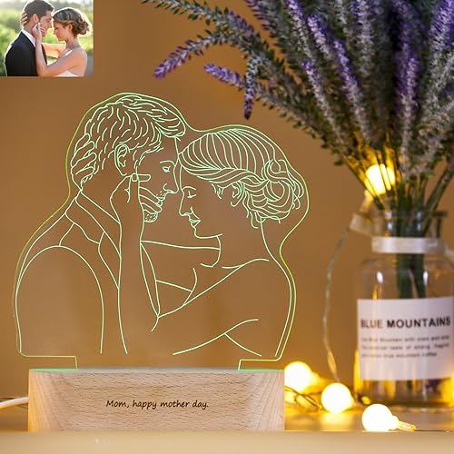 ASD Jewerly 7 Farben Nachttischlampe Personifizierte Foto 3D Nachtlampe LED Nachtlicht Dekoration Acryl für Kinderzimmer Wohnzimmer USB Kabel zum Kinder Geschenk von ASD Jewerly