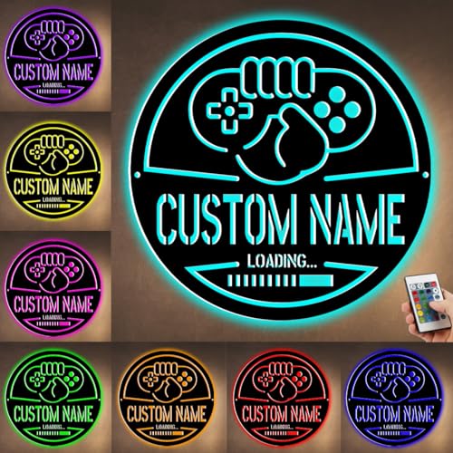 ASD Jewerly Personalisierte Metall Game Raum Game Controller Gaming Neon Wandleuchte, Benutzerdefinierte Game Tag Name Neon Licht Zeichen, Game Geschenke für Game Zone Party Kids Boy's Room von ASD Jewerly