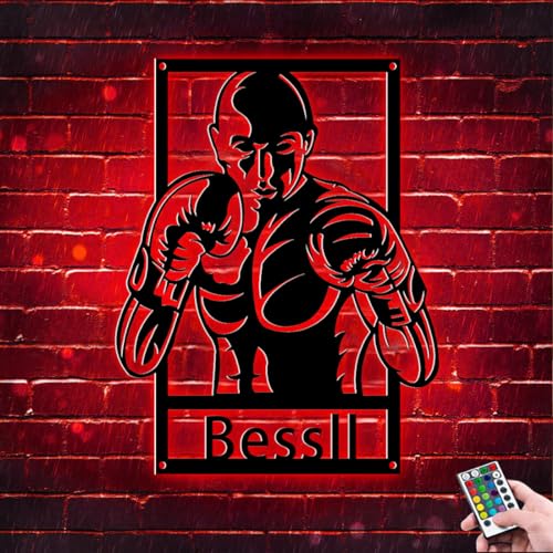 ASD Jewerly Benutzerdefinierte Boxer Zimmer Dekor Zeichen, personalisierte Boxen Metall Zeichen mit LED-Licht, Boxer Name Neon Zeichen, Boxen Sport Wand Dekoration von ASD Jewerly
